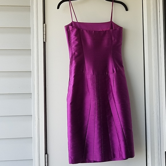 Vintage '90s Purple Silk Dress and Cotton Cardigan - Picture 3 of 8